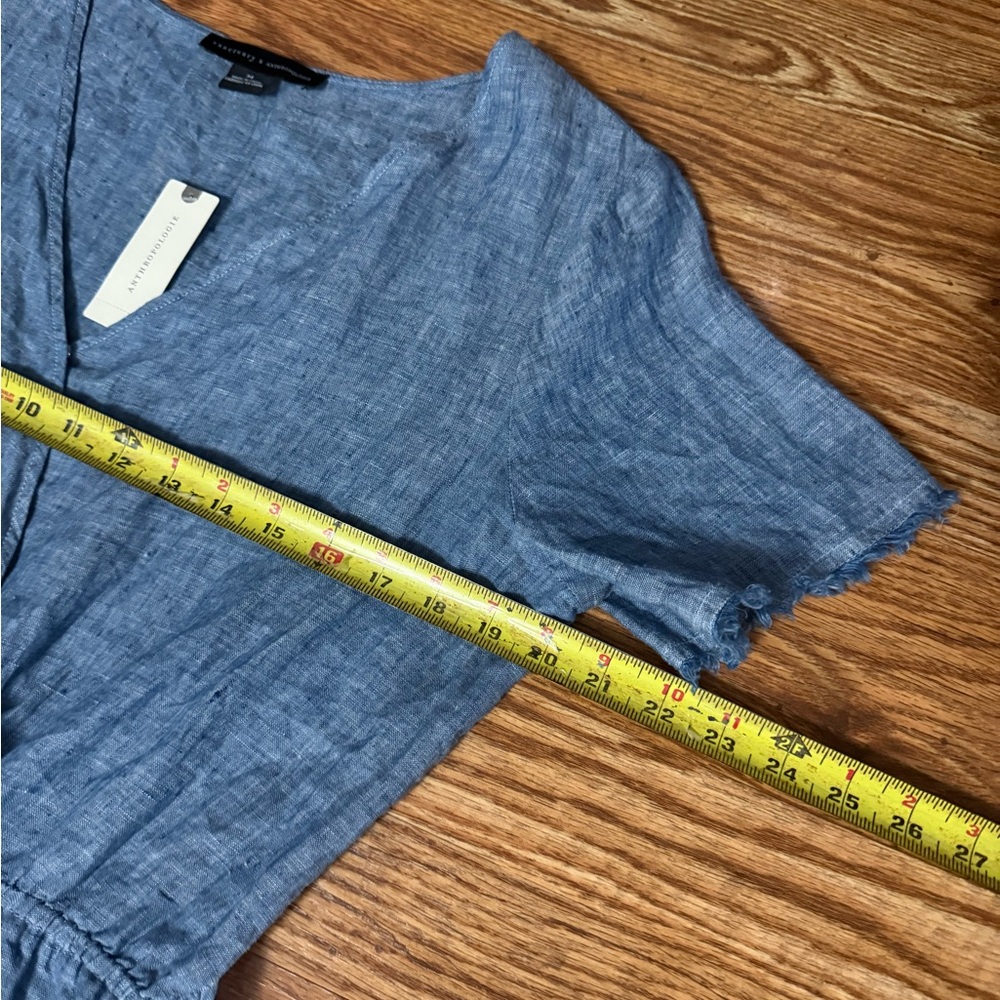 🆕 Sanctuary X Anthropologie Montana Linen Tie Front Short Romper Size Medium - Picture 12 of 13